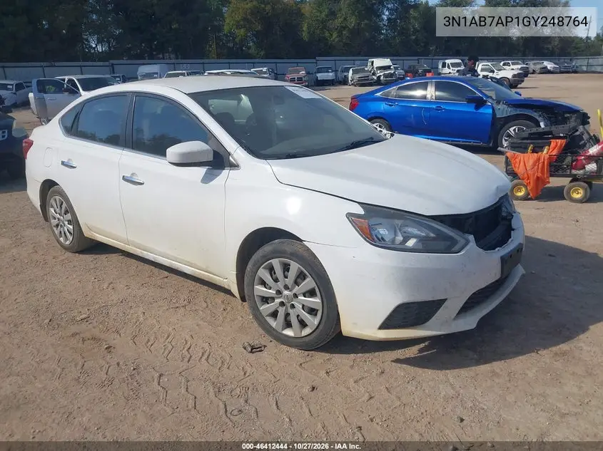 NISSAN SENTRA 2016, VIN 3N1AB7AP1GY248764