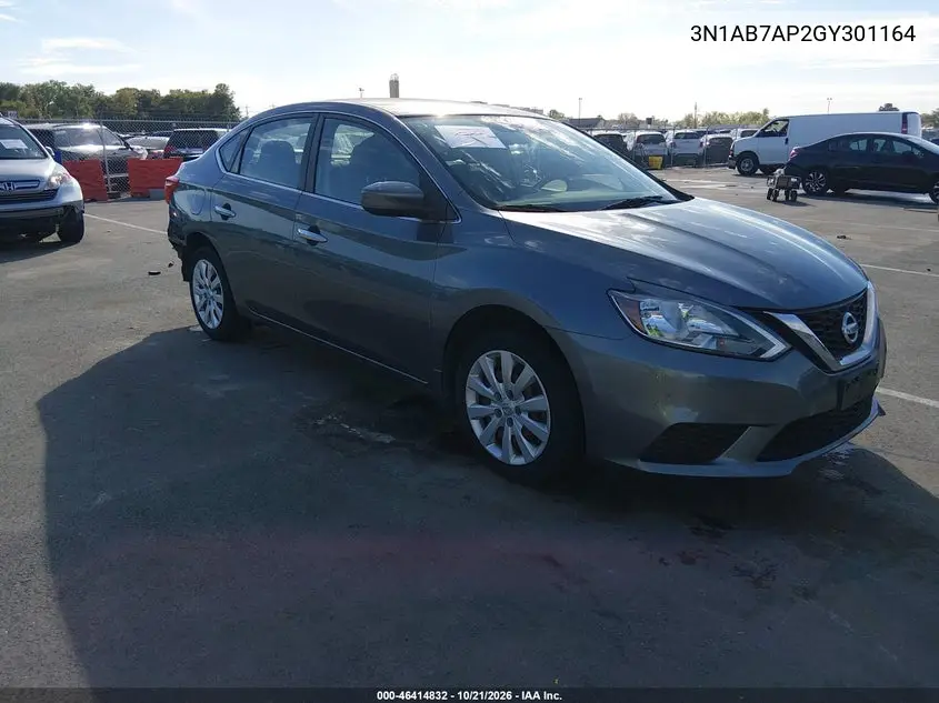 NISSAN SENTRA 2016, VIN 3N1AB7AP2GY301164