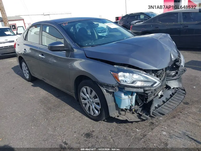 NISSAN SENTRA 2016, VIN 3N1AB7AP1GL648532