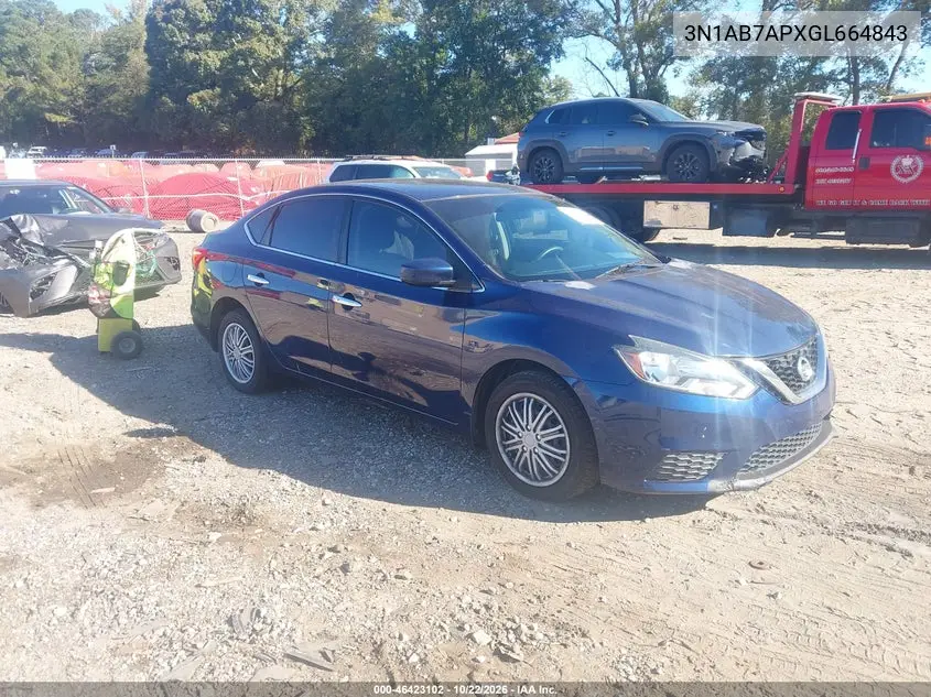 NISSAN SENTRA 2016, VIN 3N1AB7APXGL664843