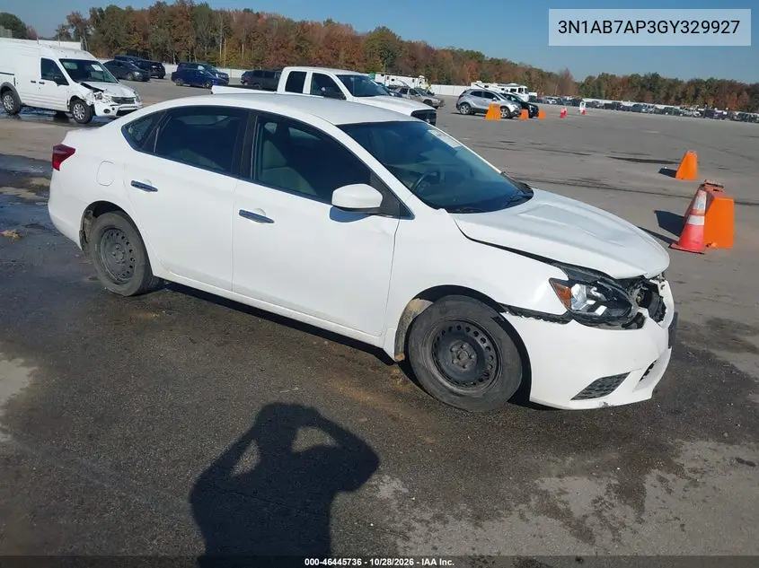 NISSAN SENTRA 2016, VIN 3N1AB7AP3GY329927