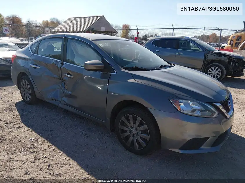 NISSAN SENTRA 2016, VIN 3N1AB7AP3GL680060