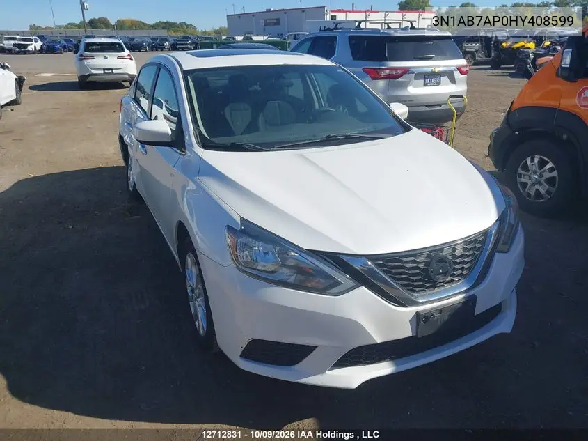 NISSAN SENTRA 2017, VIN 3N1AB7AP0HY408599