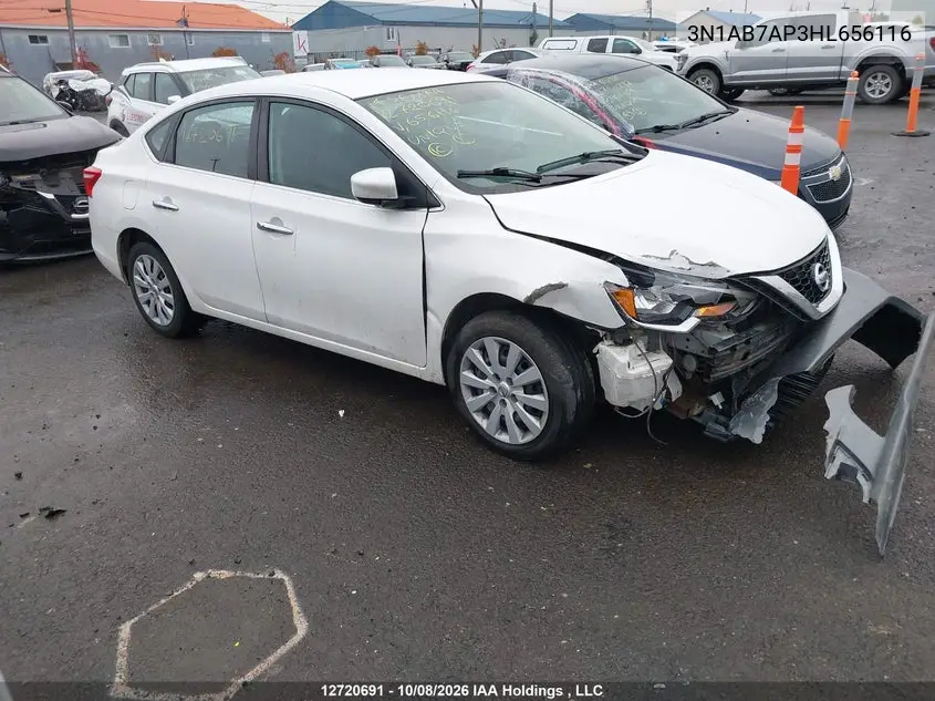 NISSAN SENTRA 2017, VIN 3N1AB7AP3HL656116