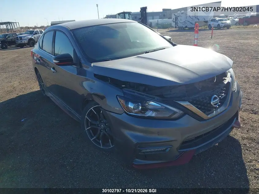 NISSAN SENTRA 2017, VIN 3N1CB7AP7HY302045