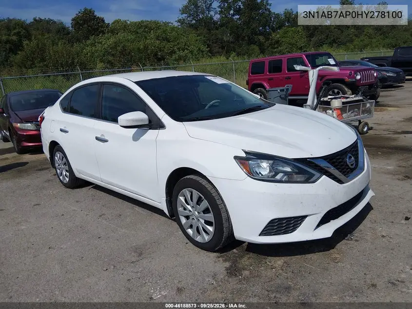 NISSAN SENTRA 2017, VIN 3N1AB7AP0HY278100