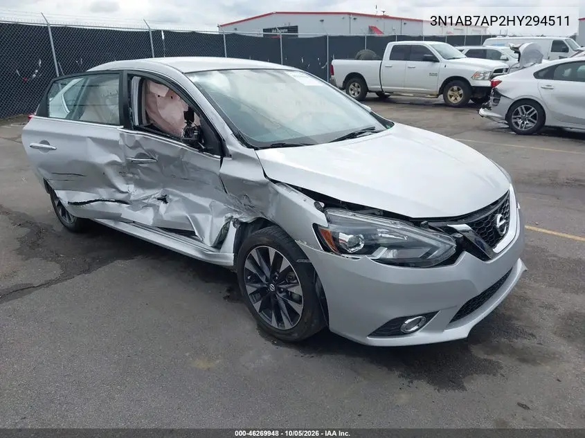 NISSAN SENTRA 2017, VIN 3N1AB7AP2HY294511