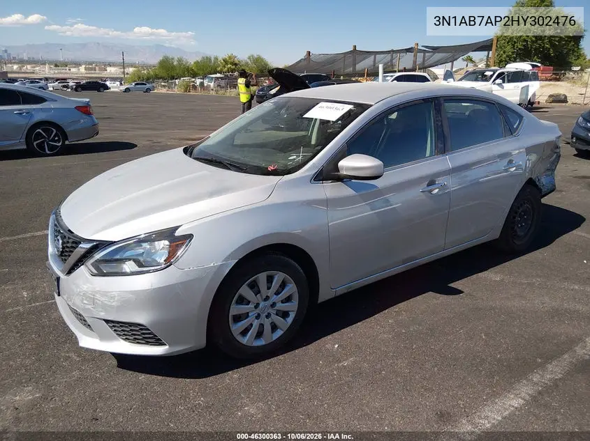 2017 NISSAN SENTRA VIN 3N1AB7AP2HY302476 — фото 2