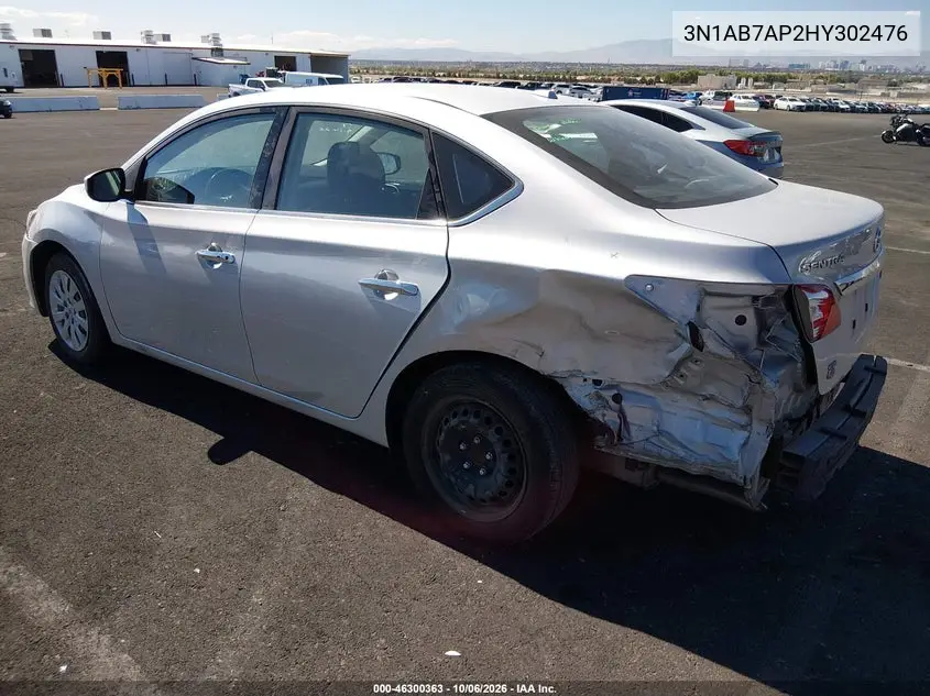 2017 NISSAN SENTRA VIN 3N1AB7AP2HY302476 — фото 3