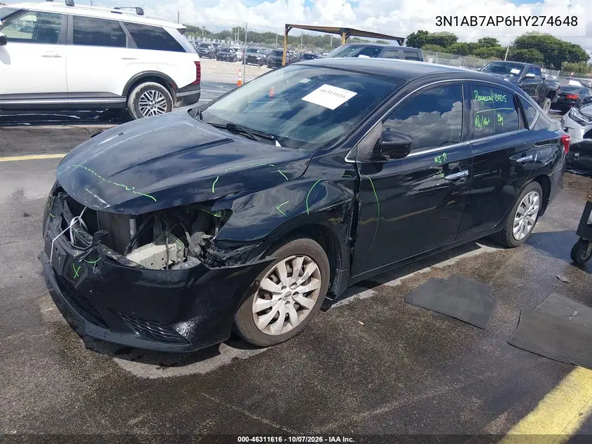 2017 NISSAN SENTRA VIN 3N1AB7AP6HY274648 — фото 2