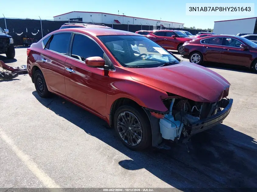NISSAN SENTRA 2017, VIN 3N1AB7AP8HY261643