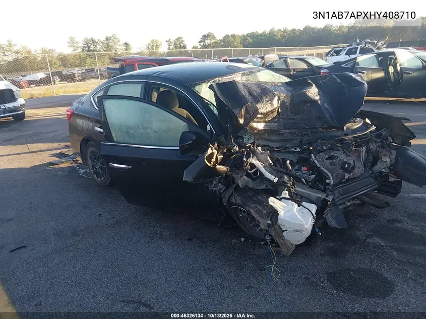 NISSAN SENTRA 2017, VIN 3N1AB7APXHY408710