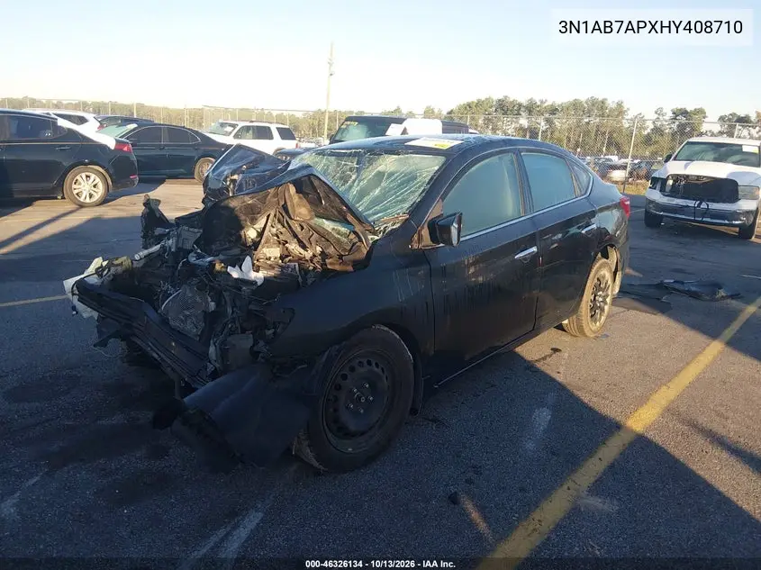 2017 NISSAN SENTRA VIN 3N1AB7APXHY408710 — фото 2