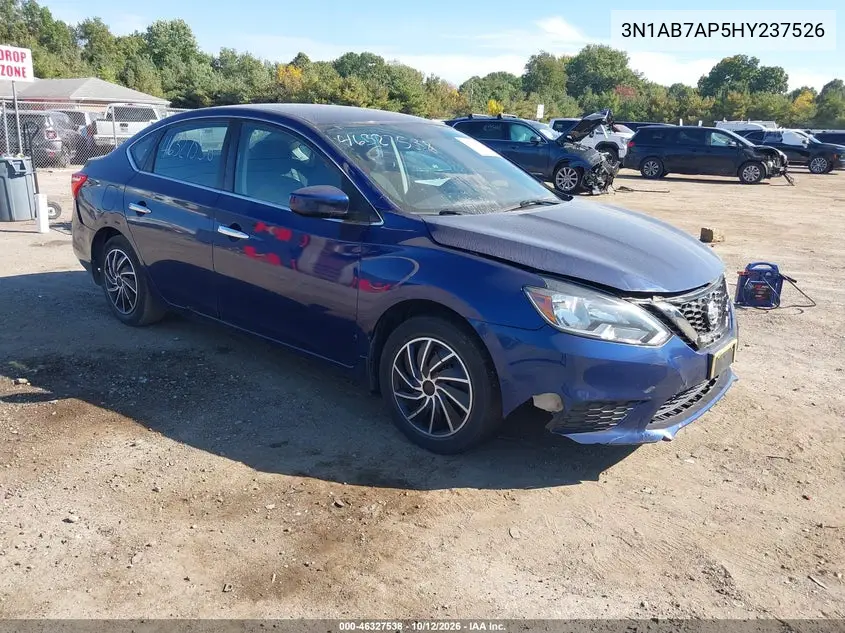 NISSAN SENTRA 2017, VIN 3N1AB7AP5HY237526
