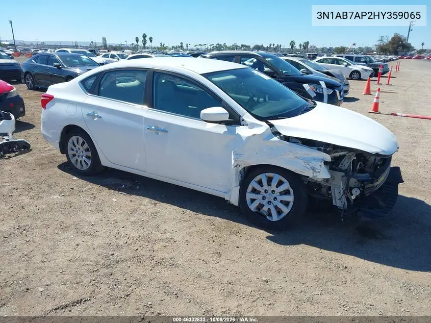 NISSAN SENTRA 2017, VIN 3N1AB7AP2HY359065