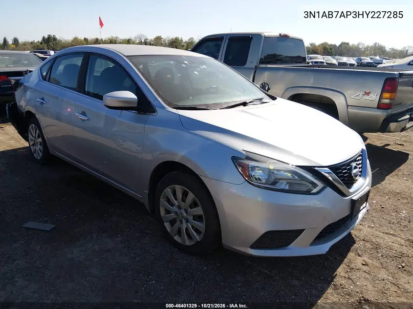NISSAN SENTRA 2017, VIN 3N1AB7AP3HY227285