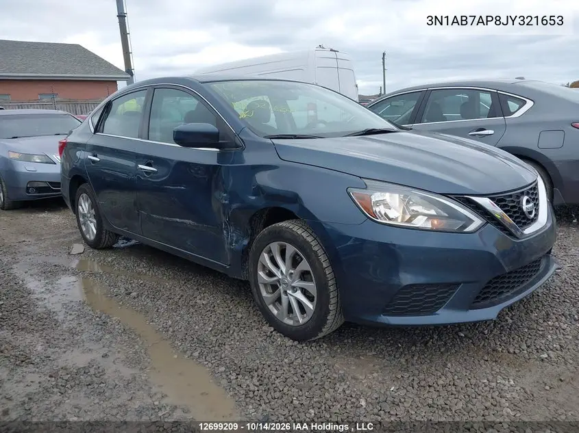 NISSAN SENTRA 2018, VIN 3N1AB7AP8JY321653