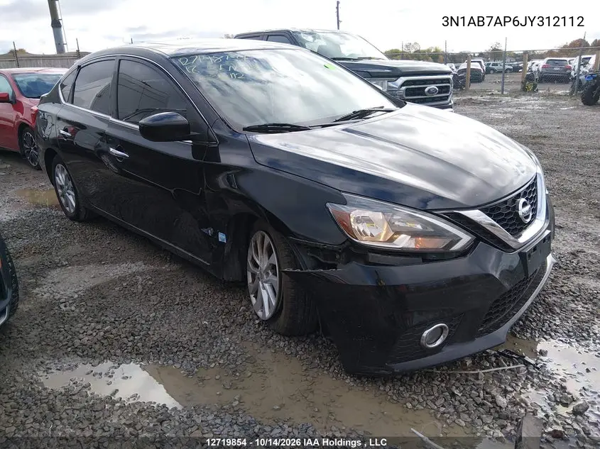 NISSAN SENTRA 2018, VIN 3N1AB7AP6JY312112