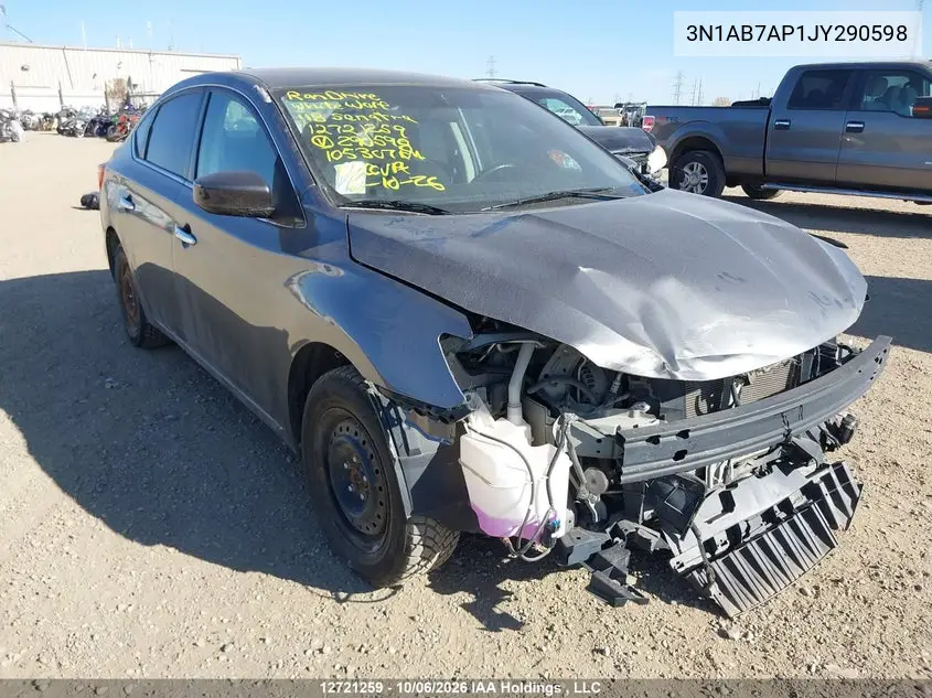 NISSAN SENTRA 2018, VIN 3N1AB7AP1JY290598