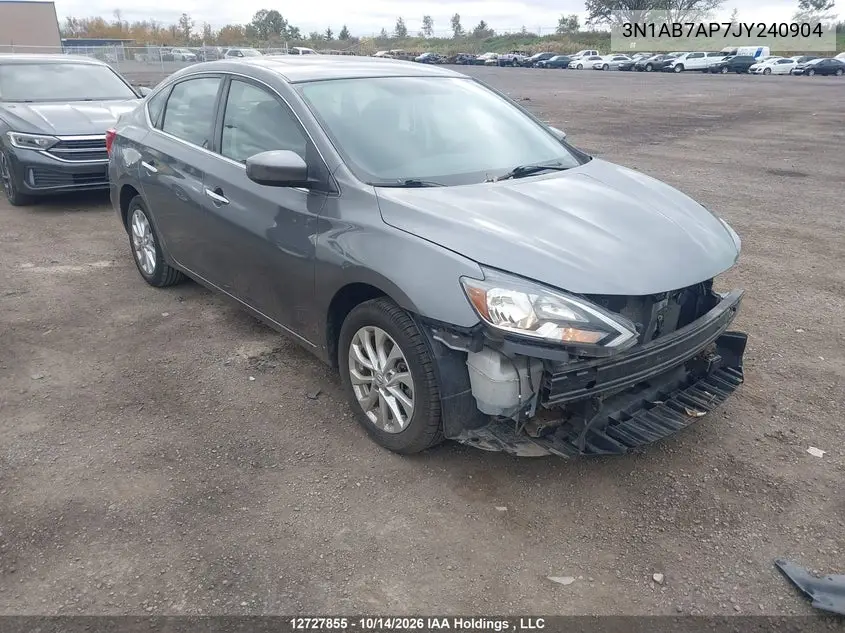NISSAN SENTRA 2018, VIN 3N1AB7AP7JY240904