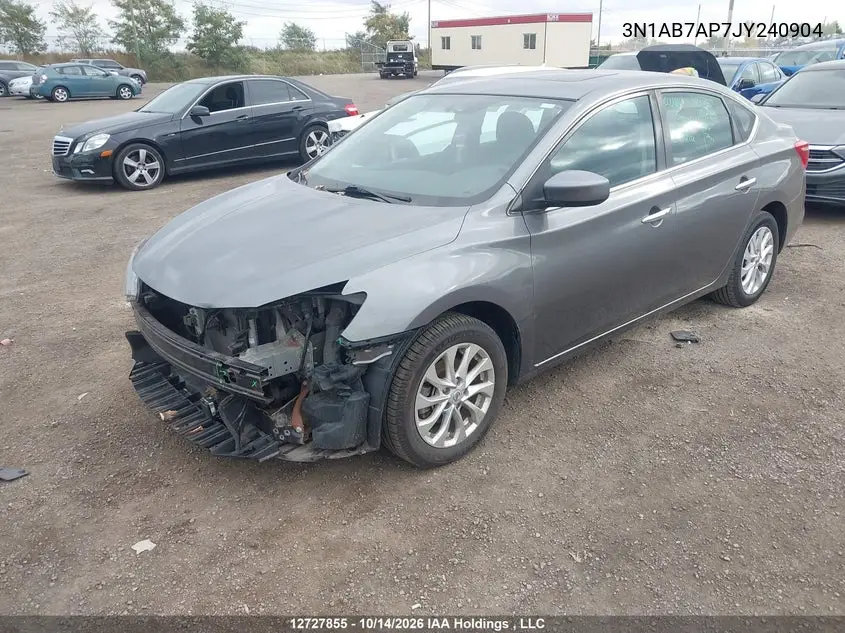 2018 NISSAN SENTRA VIN 3N1AB7AP7JY240904 — фото 2