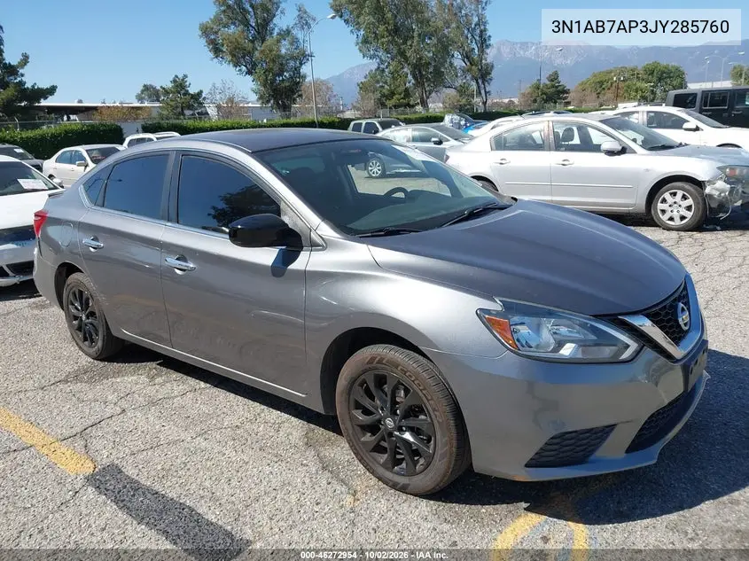 NISSAN SENTRA 2018, VIN 3N1AB7AP3JY285760