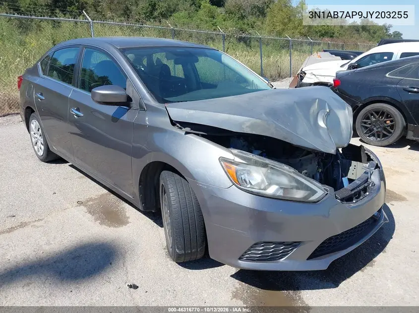 NISSAN SENTRA 2018, VIN 3N1AB7AP9JY203255