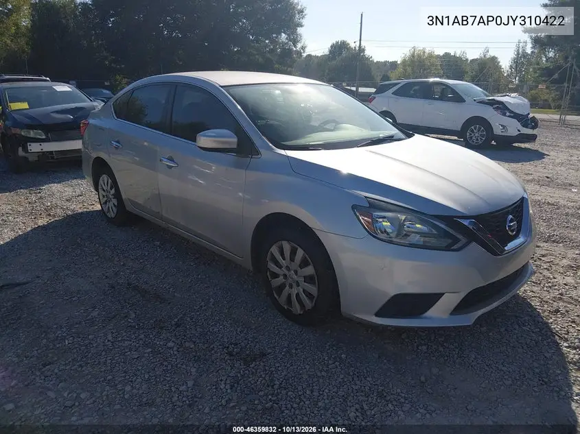 NISSAN SENTRA 2018, VIN 3N1AB7AP0JY310422