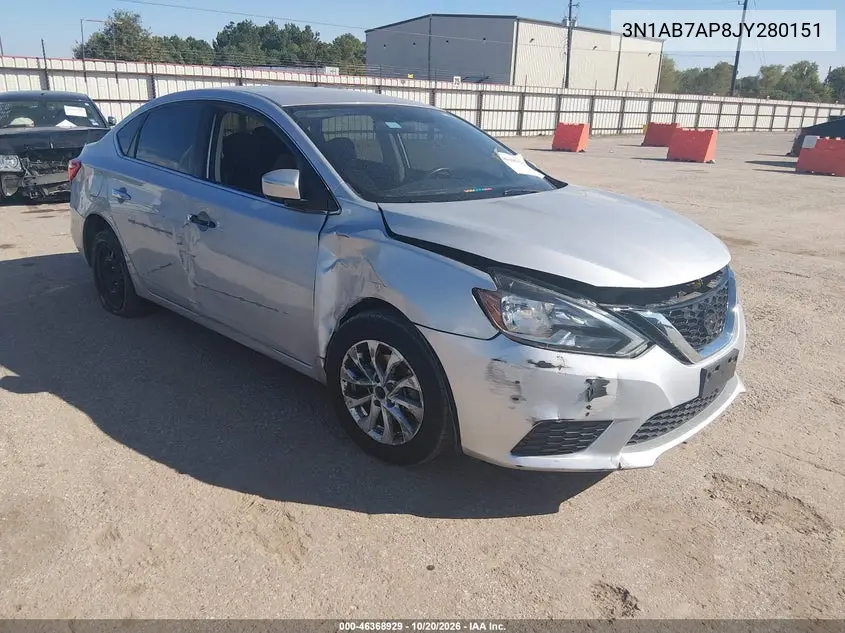 NISSAN SENTRA 2018, VIN 3N1AB7AP8JY280151