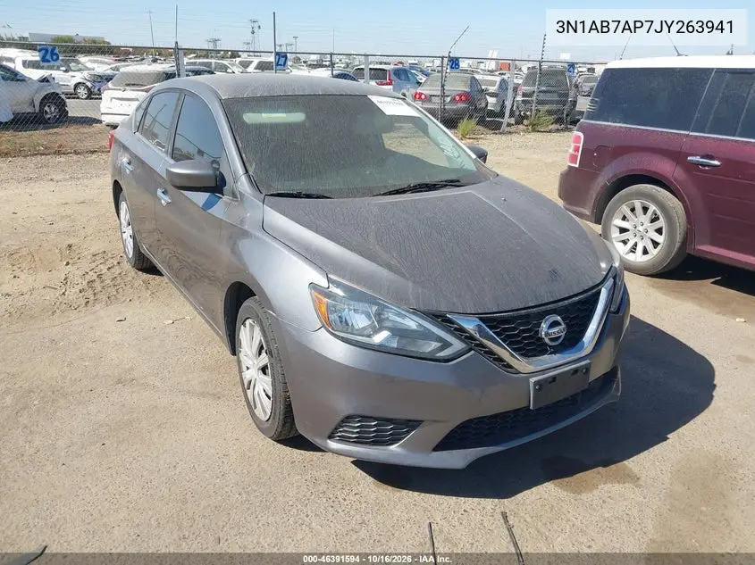 NISSAN SENTRA 2018, VIN 3N1AB7AP7JY263941