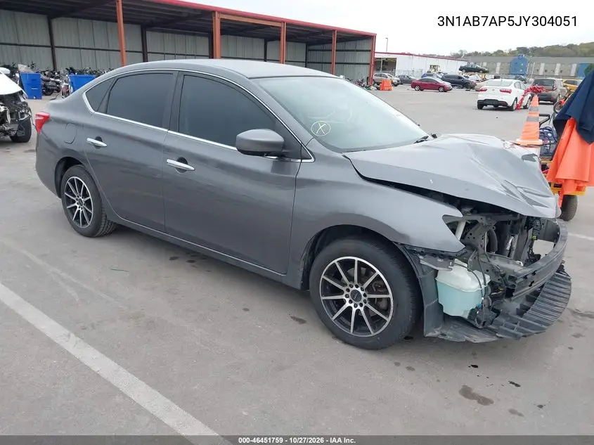 NISSAN SENTRA 2018, VIN 3N1AB7AP5JY304051