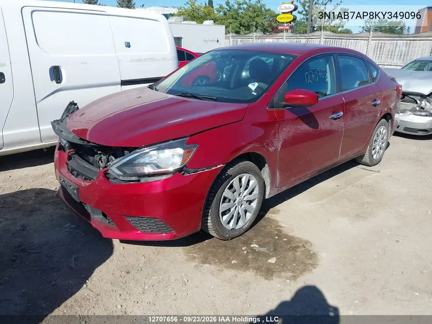 2019 NISSAN SENTRA VIN 3N1AB7AP8KY349096 — фото 2
