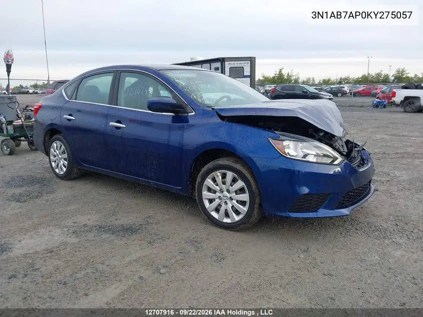 NISSAN SENTRA 2019, VIN 3N1AB7AP0KY275057