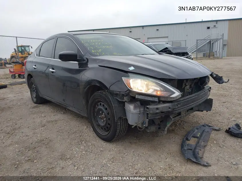 NISSAN SENTRA 2019, VIN 3N1AB7AP0KY277567