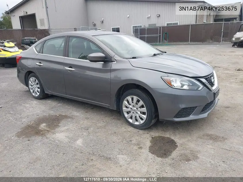 NISSAN SENTRA 2019, VIN 3N1AB7AP4KY253675