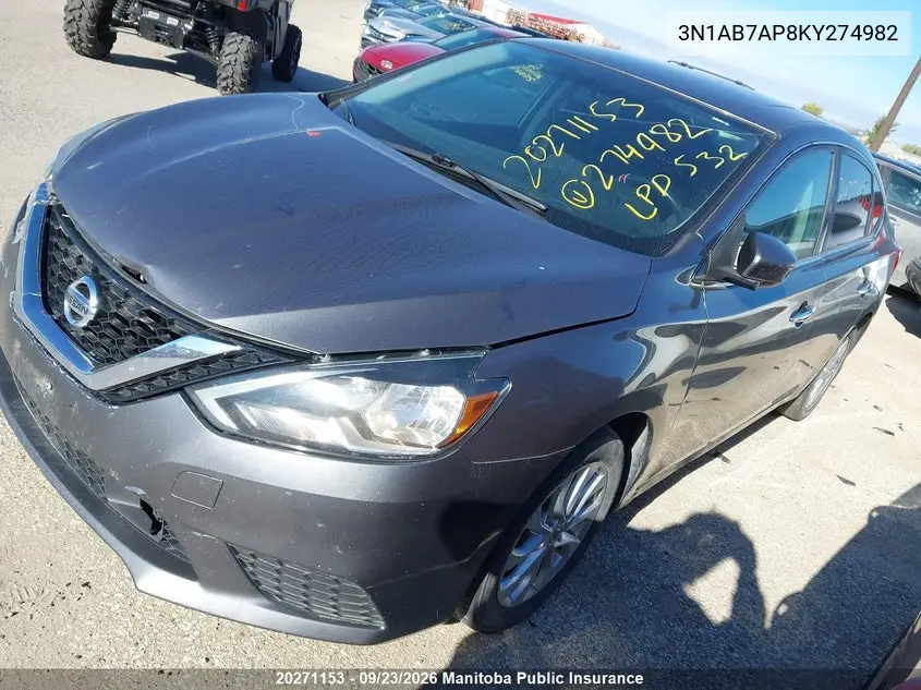 2019 NISSAN SENTRA VIN 3N1AB7AP8KY274982 — фото 2