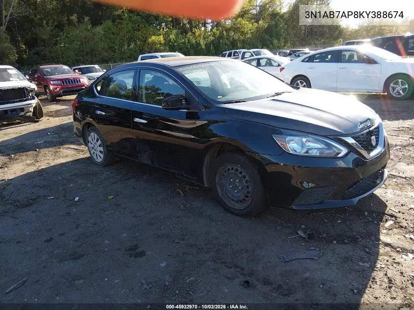 NISSAN SENTRA 2019, VIN 3N1AB7AP8KY388674