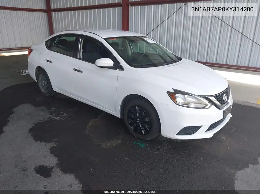NISSAN SENTRA 2019, VIN 3N1AB7AP0KY314200