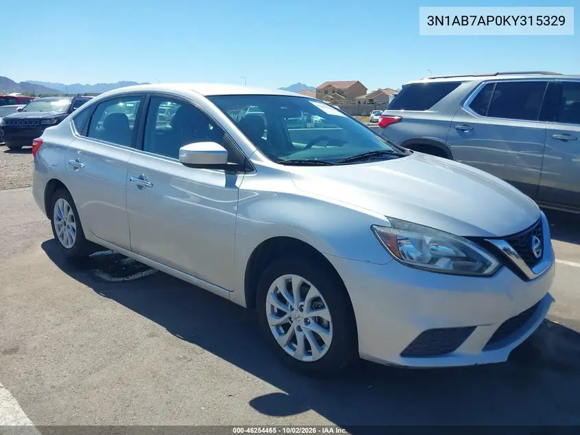 NISSAN SENTRA 2019, VIN 3N1AB7AP0KY315329