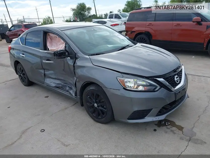 NISSAN SENTRA 2019, VIN 3N1AB7AP8KY281401
