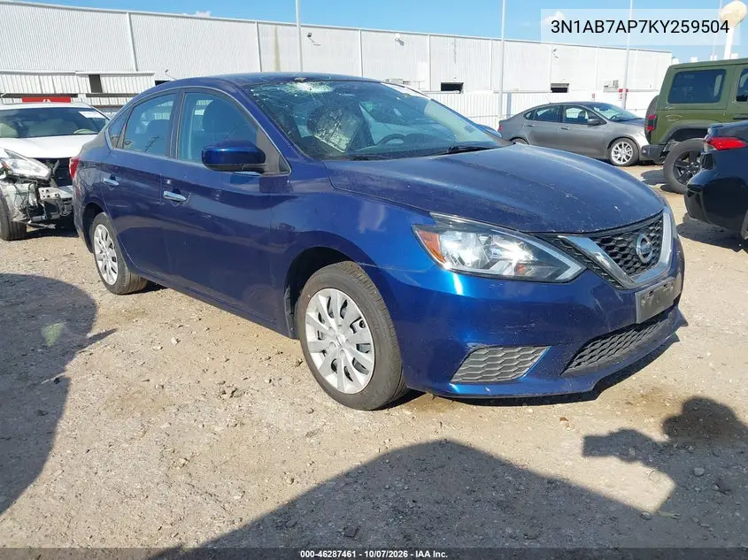 NISSAN SENTRA 2019, VIN 3N1AB7AP7KY259504