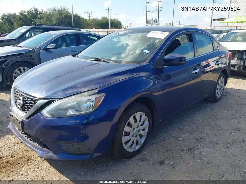 2019 NISSAN SENTRA VIN 3N1AB7AP7KY259504 — фото 2
