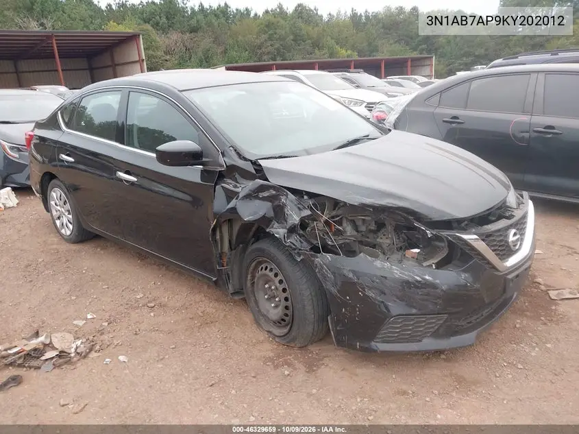 NISSAN SENTRA 2019, VIN 3N1AB7AP9KY202012