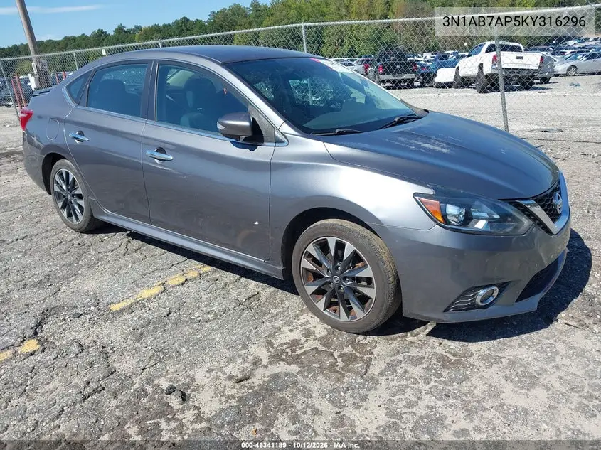 NISSAN SENTRA 2019, VIN 3N1AB7AP5KY316296