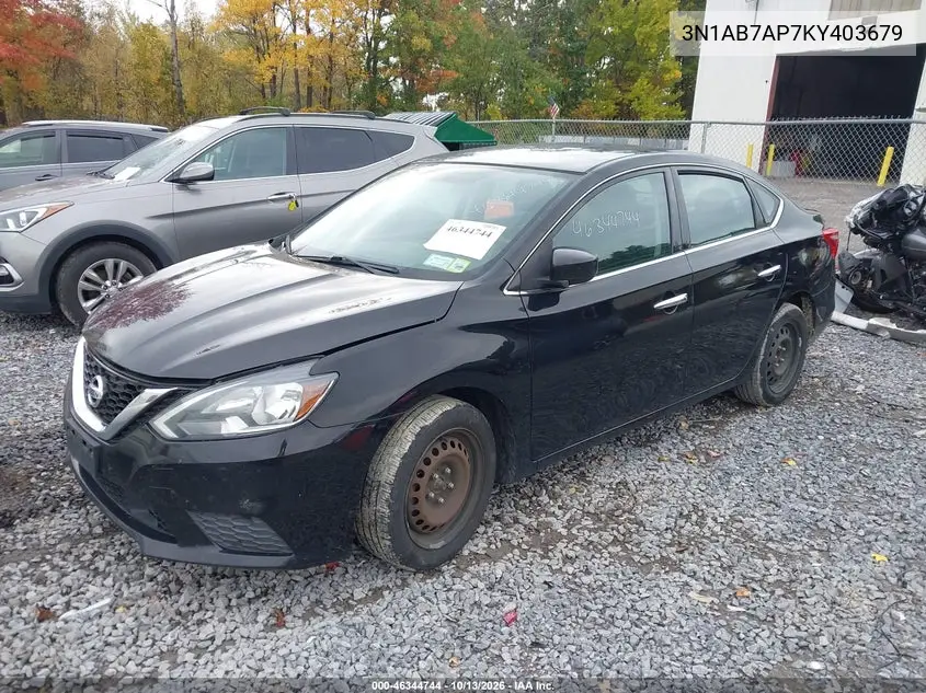 2019 NISSAN SENTRA VIN 3N1AB7AP7KY403679 — фото 2