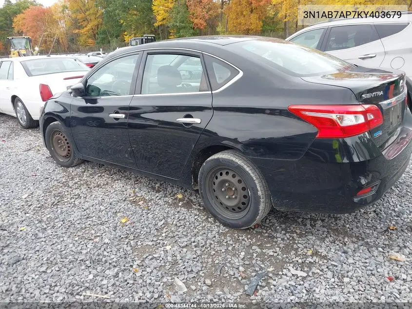 2019 NISSAN SENTRA VIN 3N1AB7AP7KY403679 — фото 3