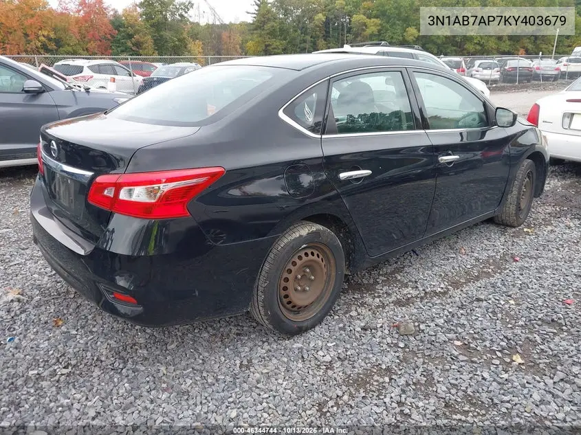 2019 NISSAN SENTRA VIN 3N1AB7AP7KY403679 — фото 4