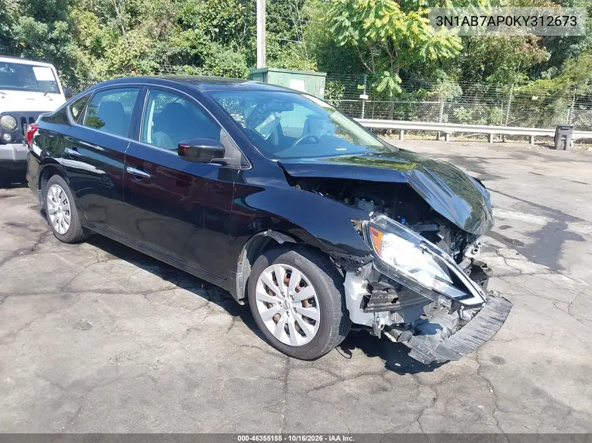 NISSAN SENTRA 2019, VIN 3N1AB7AP0KY312673