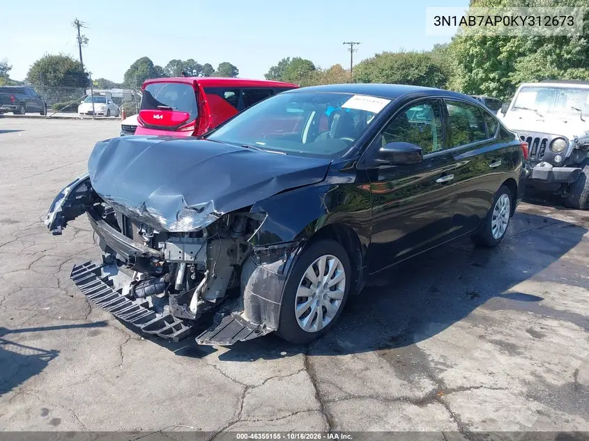 2019 NISSAN SENTRA VIN 3N1AB7AP0KY312673 — фото 2