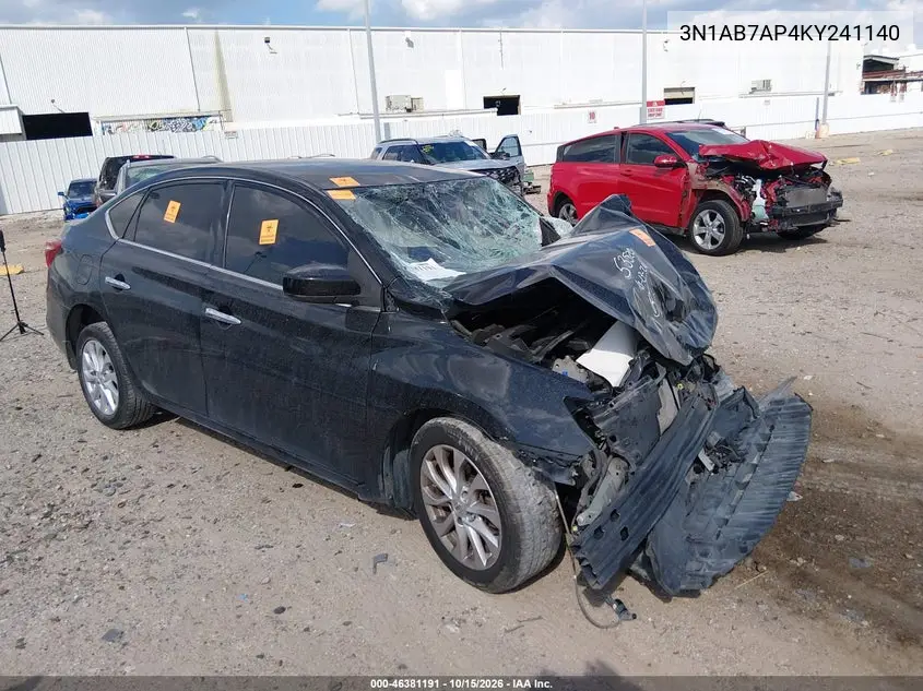 NISSAN SENTRA 2019, VIN 3N1AB7AP4KY241140